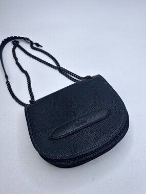 Trendy Authentic COACH Shadow Crossbody Pebbled Leather Saddlebag Black F37000